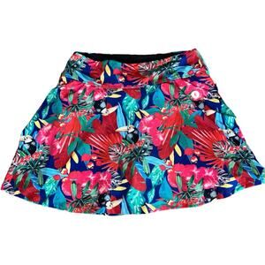 NWOT  Dona Jo Neotropical Toucan Print 15” Athletic Skirt / Skort Size Medium